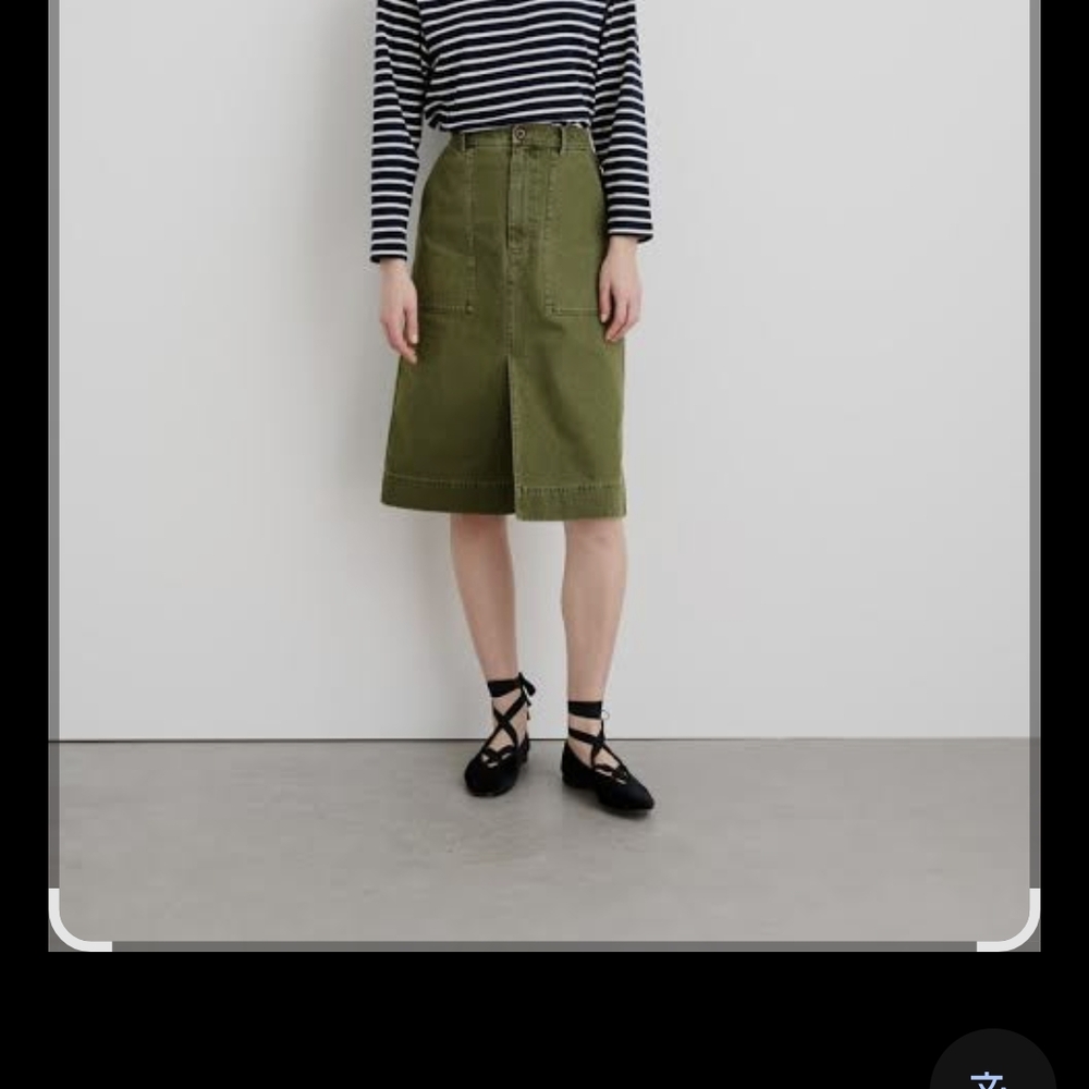 Alex Mill Neil A line denim midi skirt in army green Size 6
